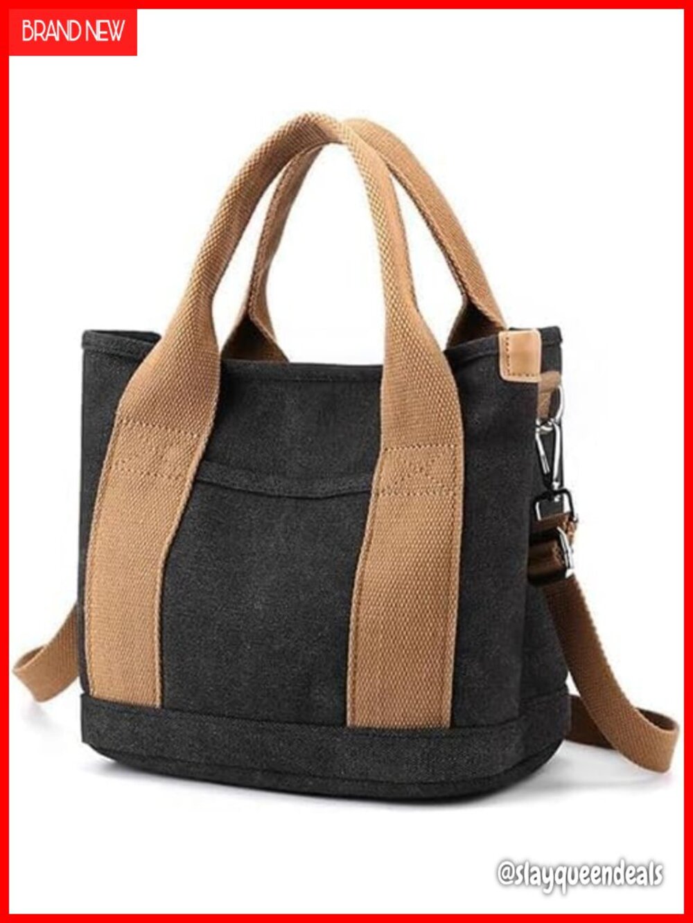 Canvas Tote Bag with Zipper Crossbody Purse Pockets Shoulder Handbag